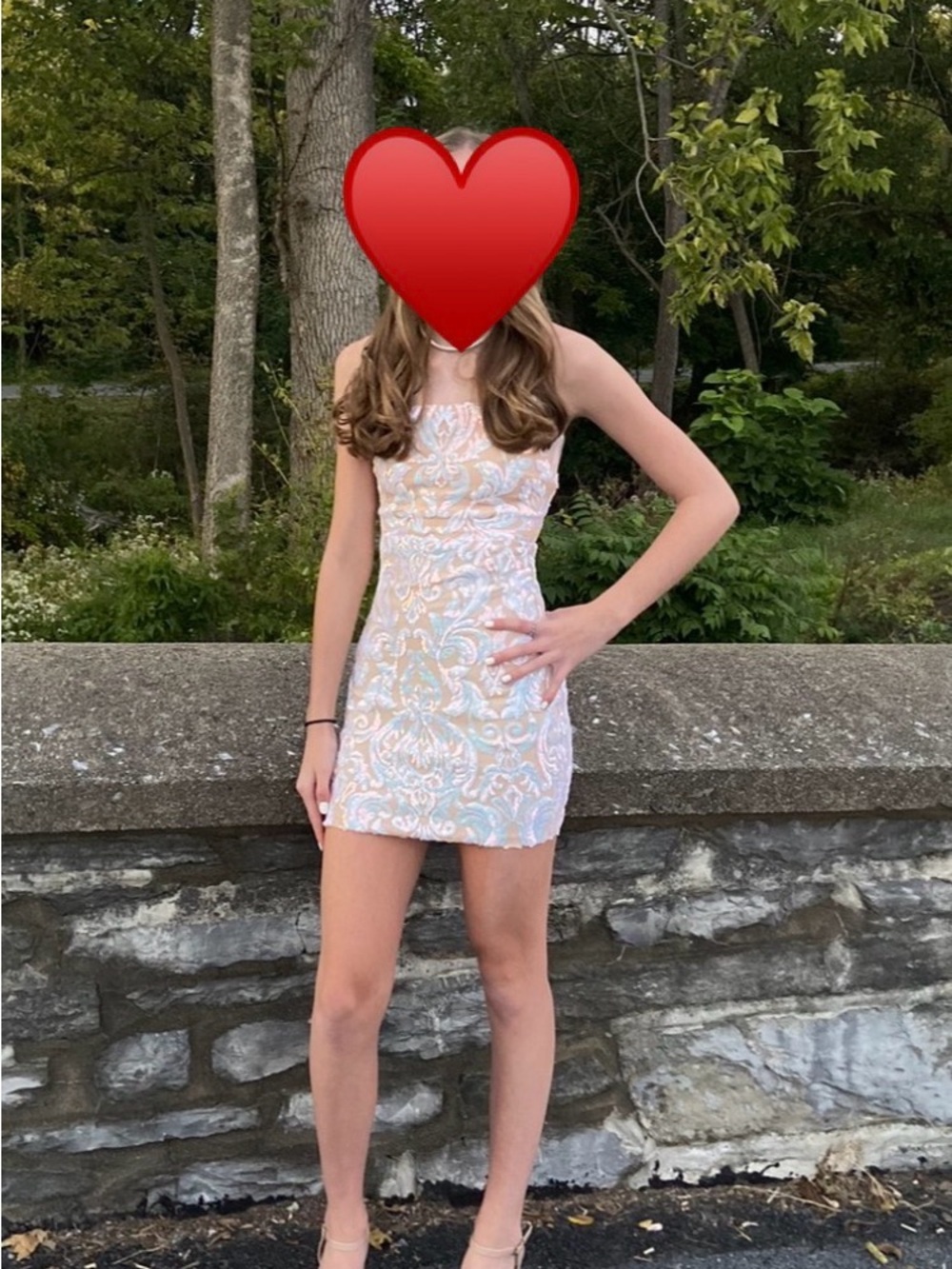 Windsor white/nude sequin dress